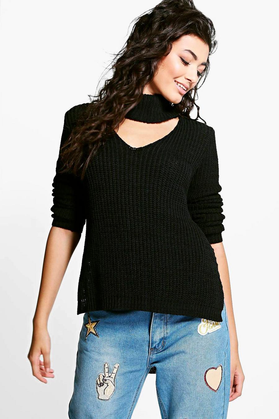 Mia Turtleneck Plunge V Neck Oversized Sweater image number 1