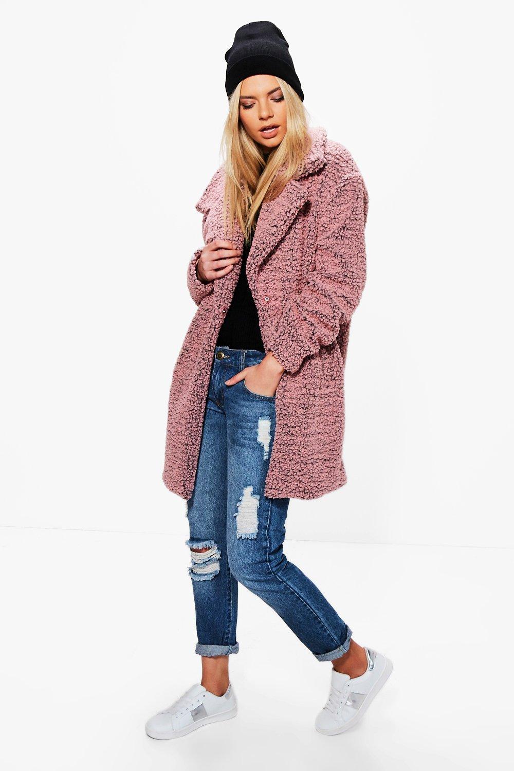 pink boucle coat