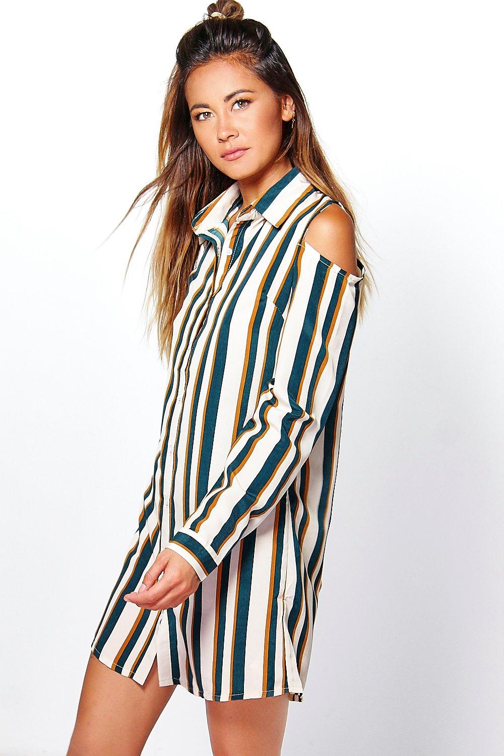 shoulder shirt dress