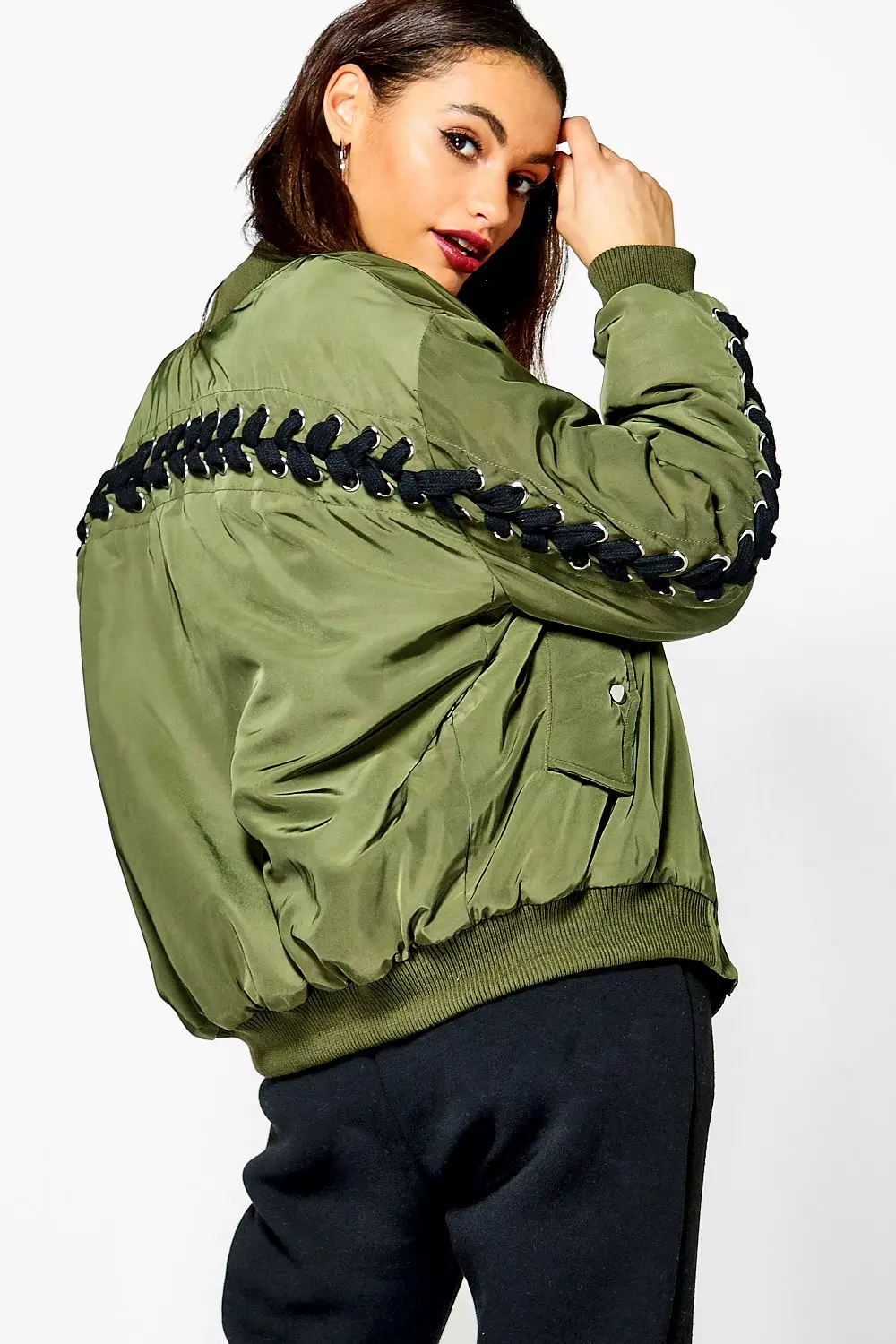 Lace up deals bomber jacket