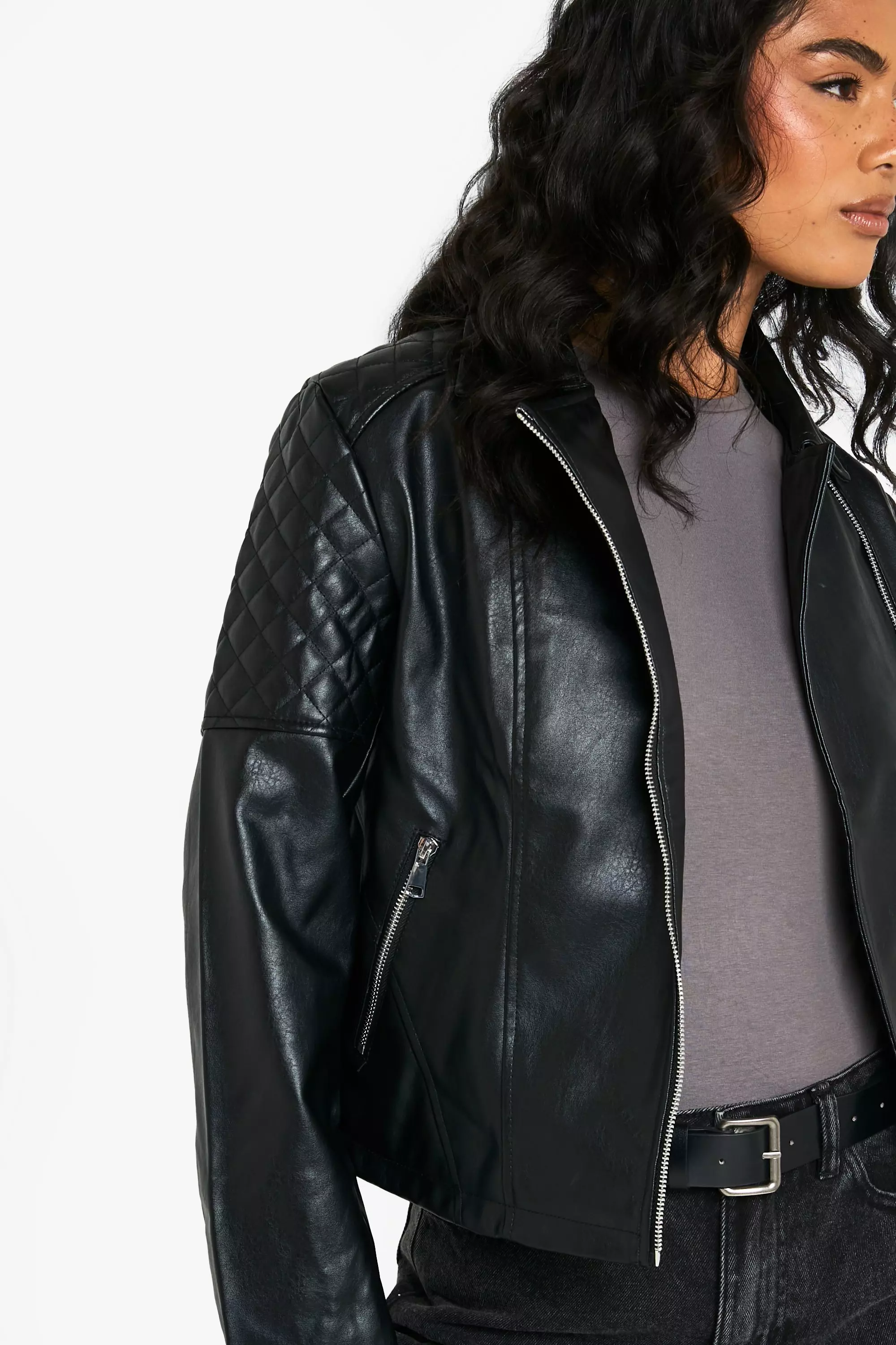 Faux Leather Biker Jacket | boohoo DK