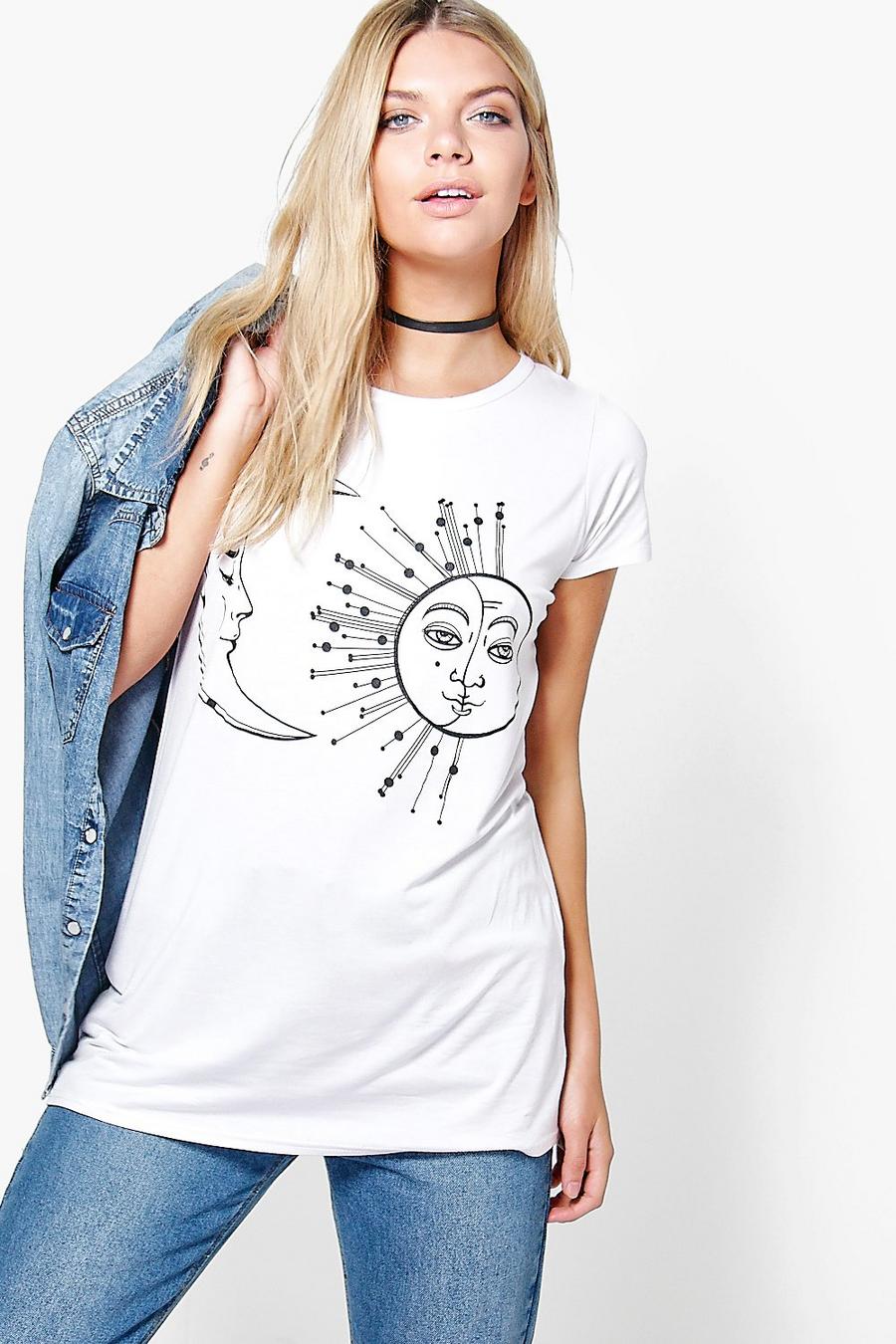 bella t-shirt surdimensionné imprimé soleil et lune image number 1