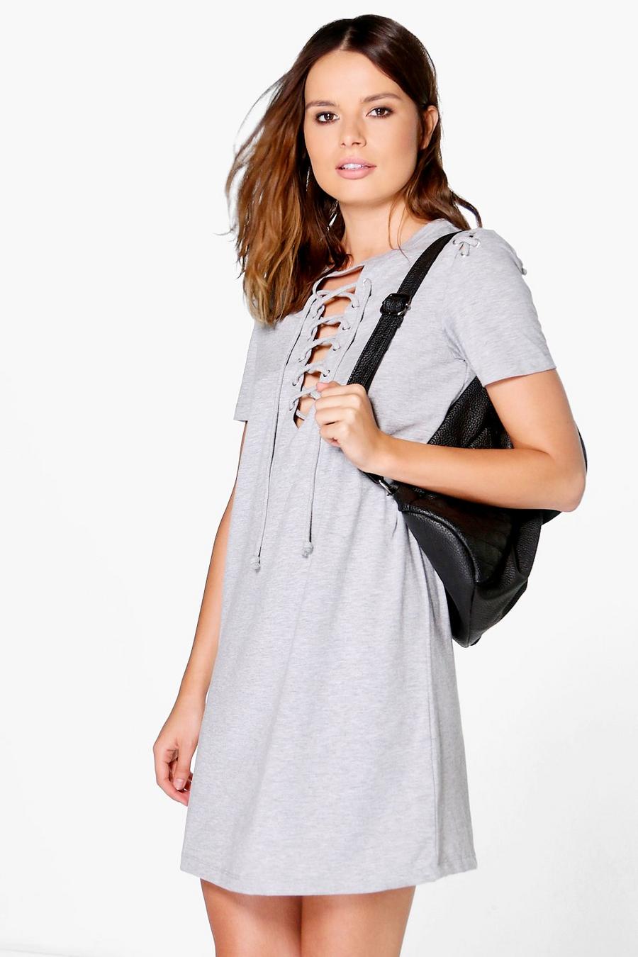 Sally Lace Up Front T-Shirt Dress image number 1