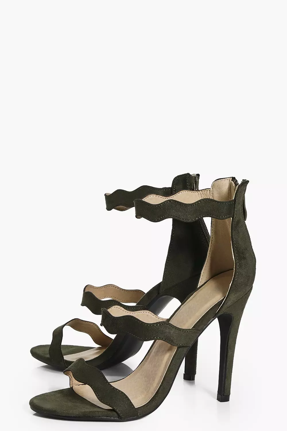 Wavy store strap heels