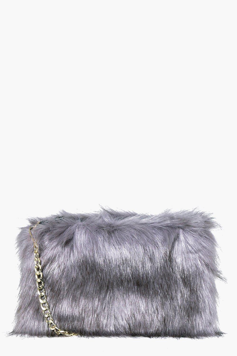 grey fur bag