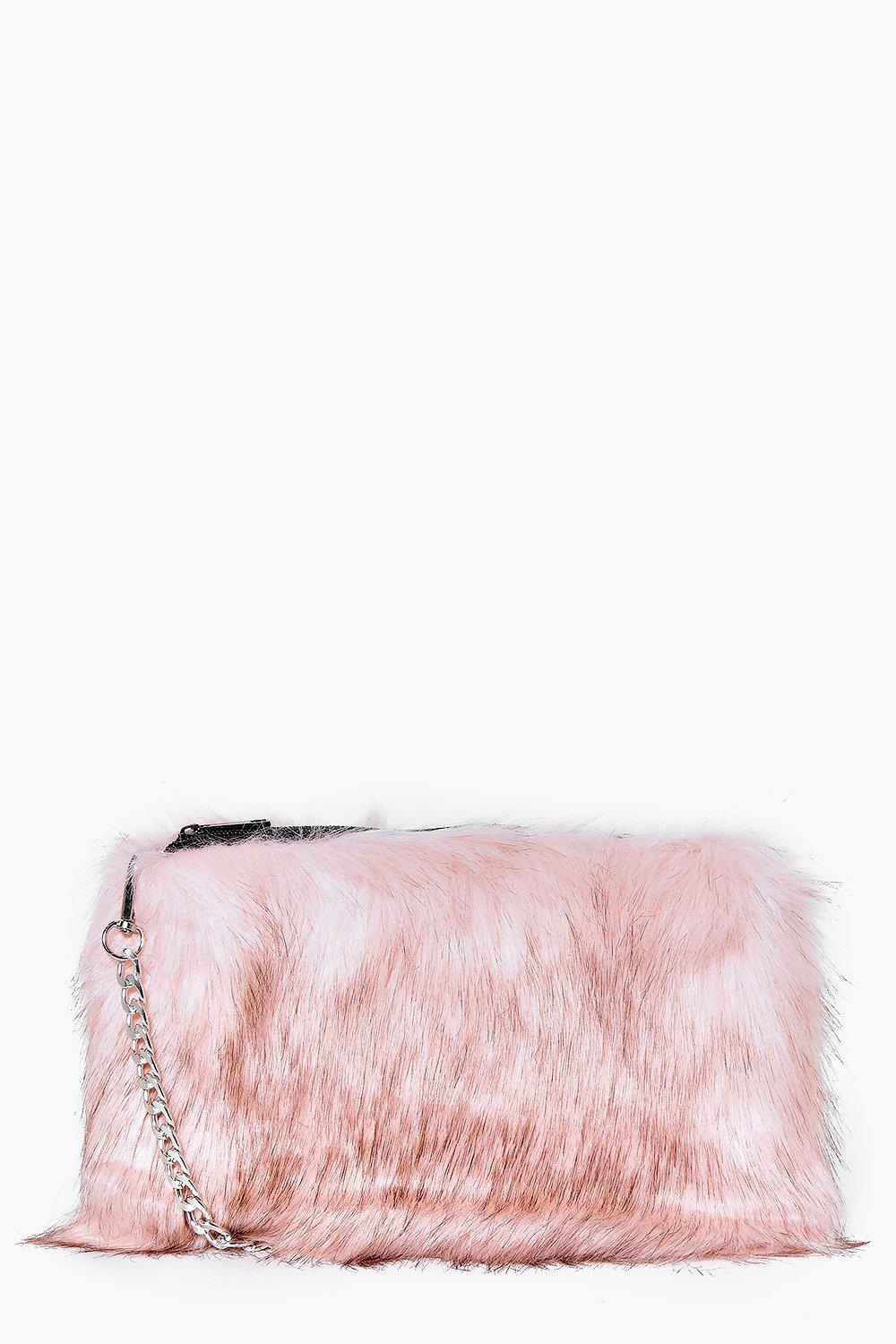 pink faux fur bag