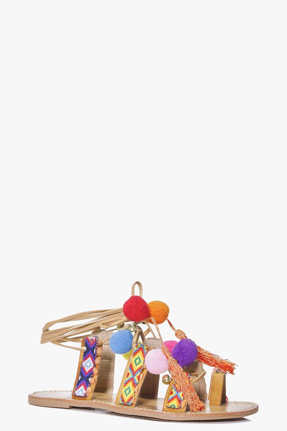 boohoo pom pom sandals