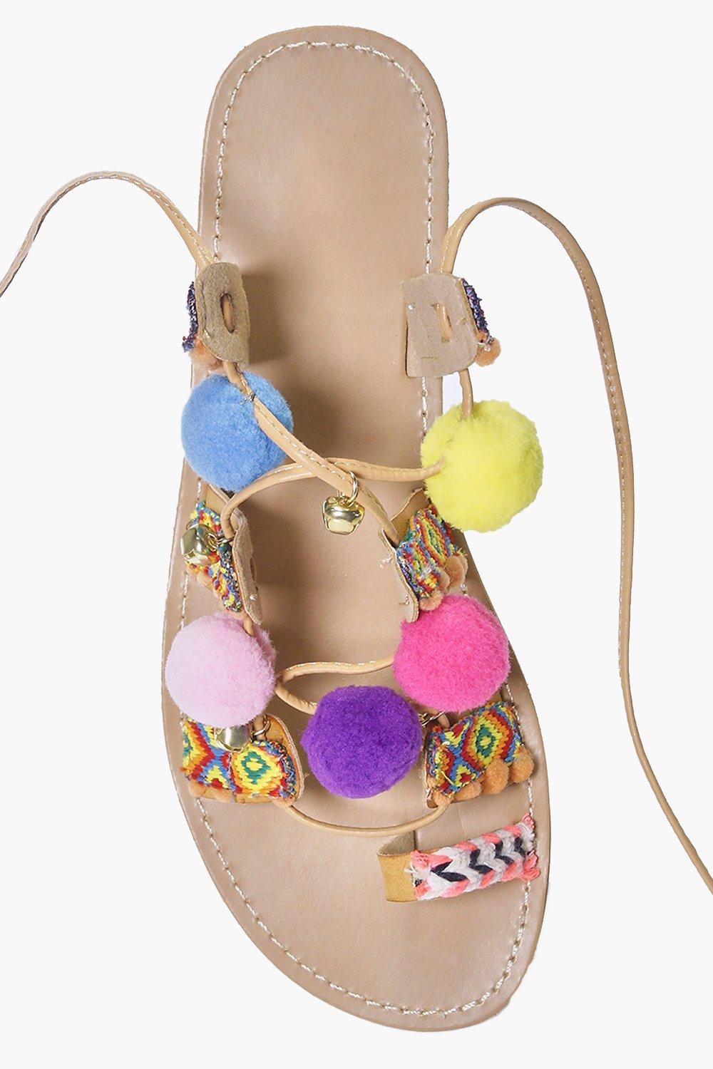 boohoo pom pom sandals