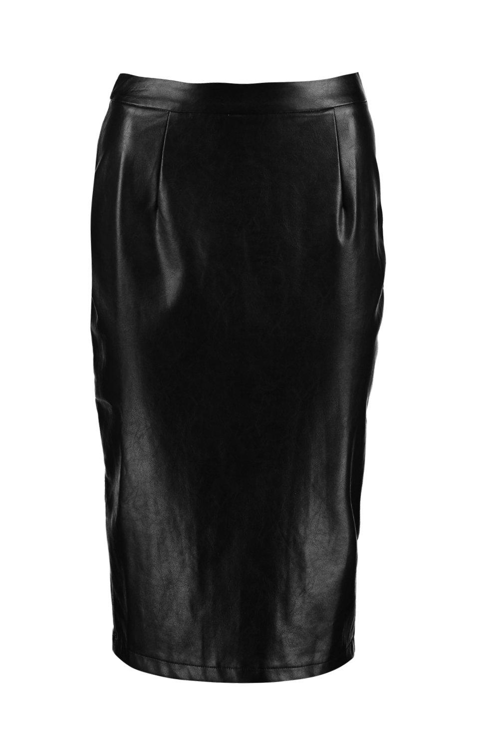 Bahati Leather Look Pencil Midi Skirt boohoo DK