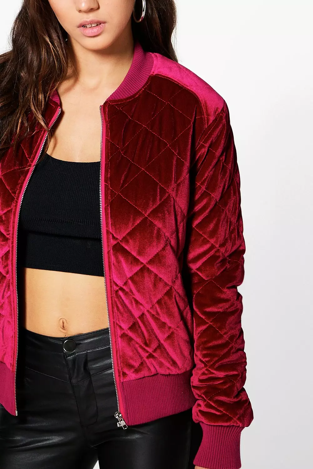 Red velvet bomber jacket womens store