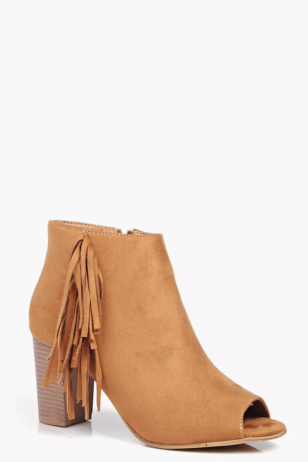 Tan Lacey Peeptoe Fringe Trim Boot alternative image