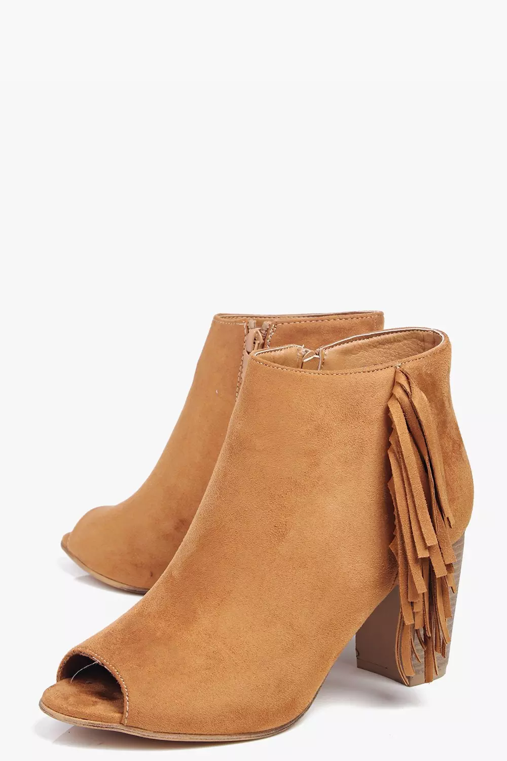 Tan Lacey Peeptoe Fringe Trim Boot alternative image