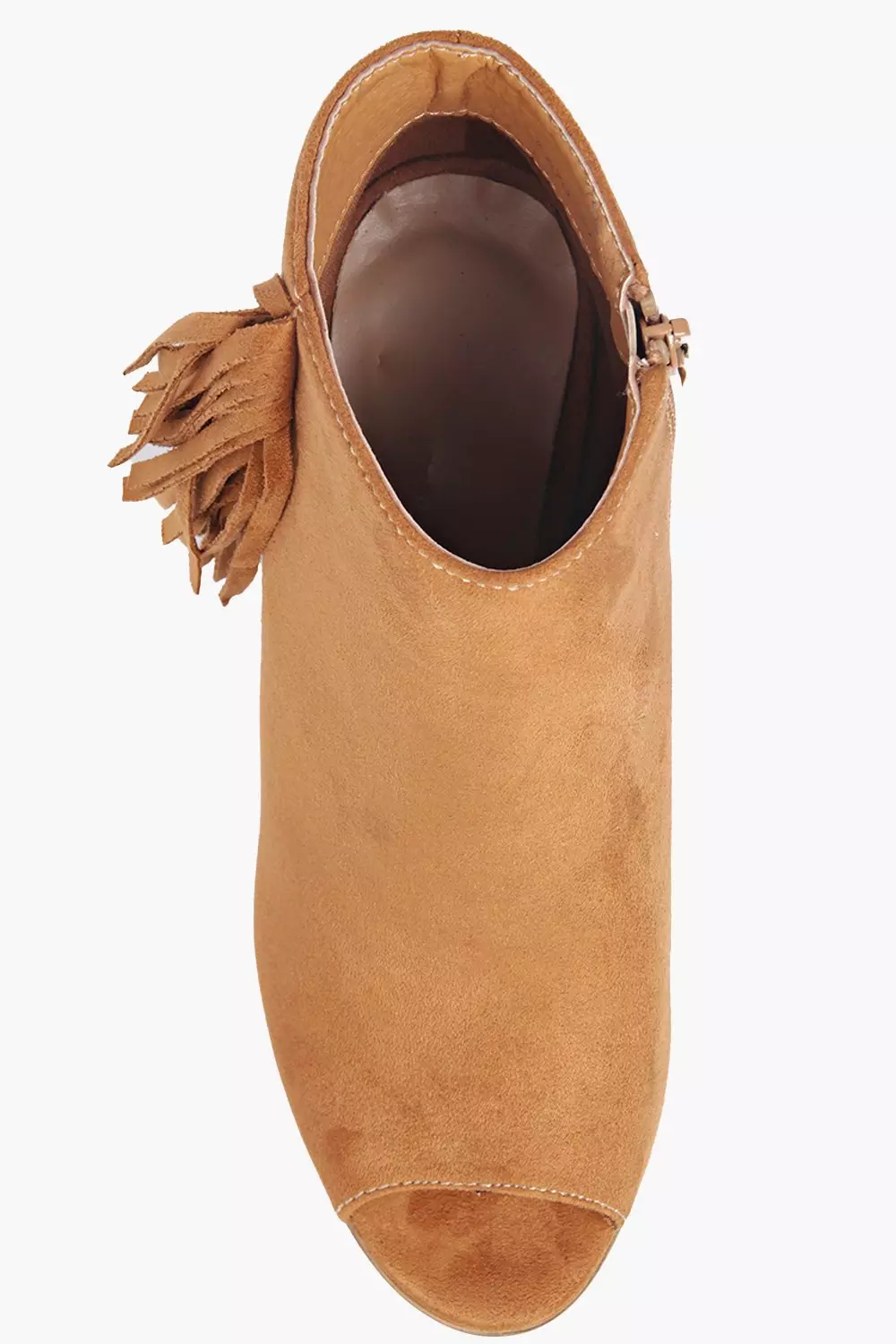 Tan Lacey Peeptoe Fringe Trim Boot alternative image
