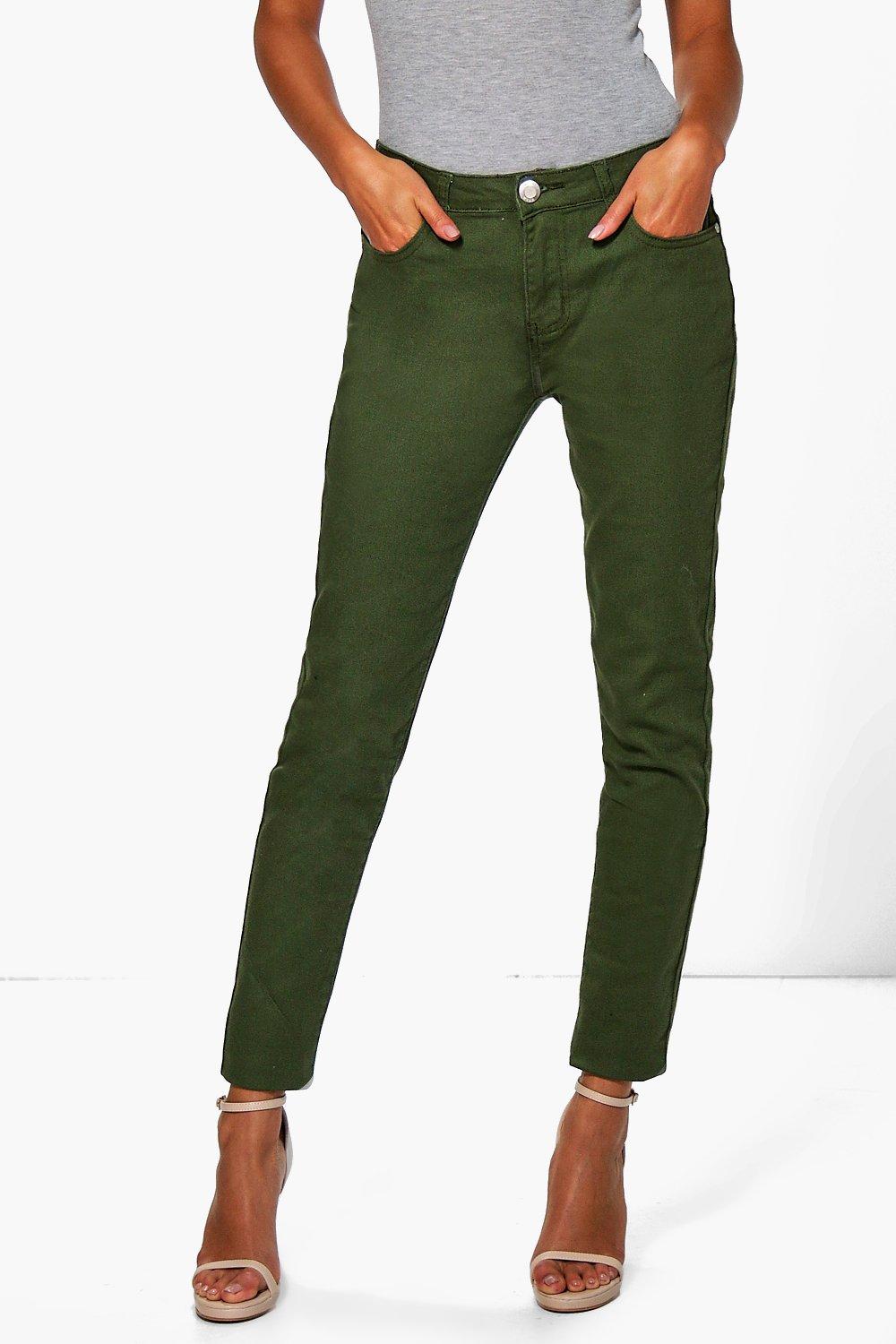 mid rise khaki skinny jeans