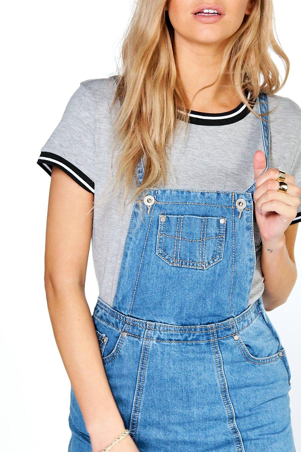 Denim Pinafore Dress  Denim pinafore dress, Denim pinafore