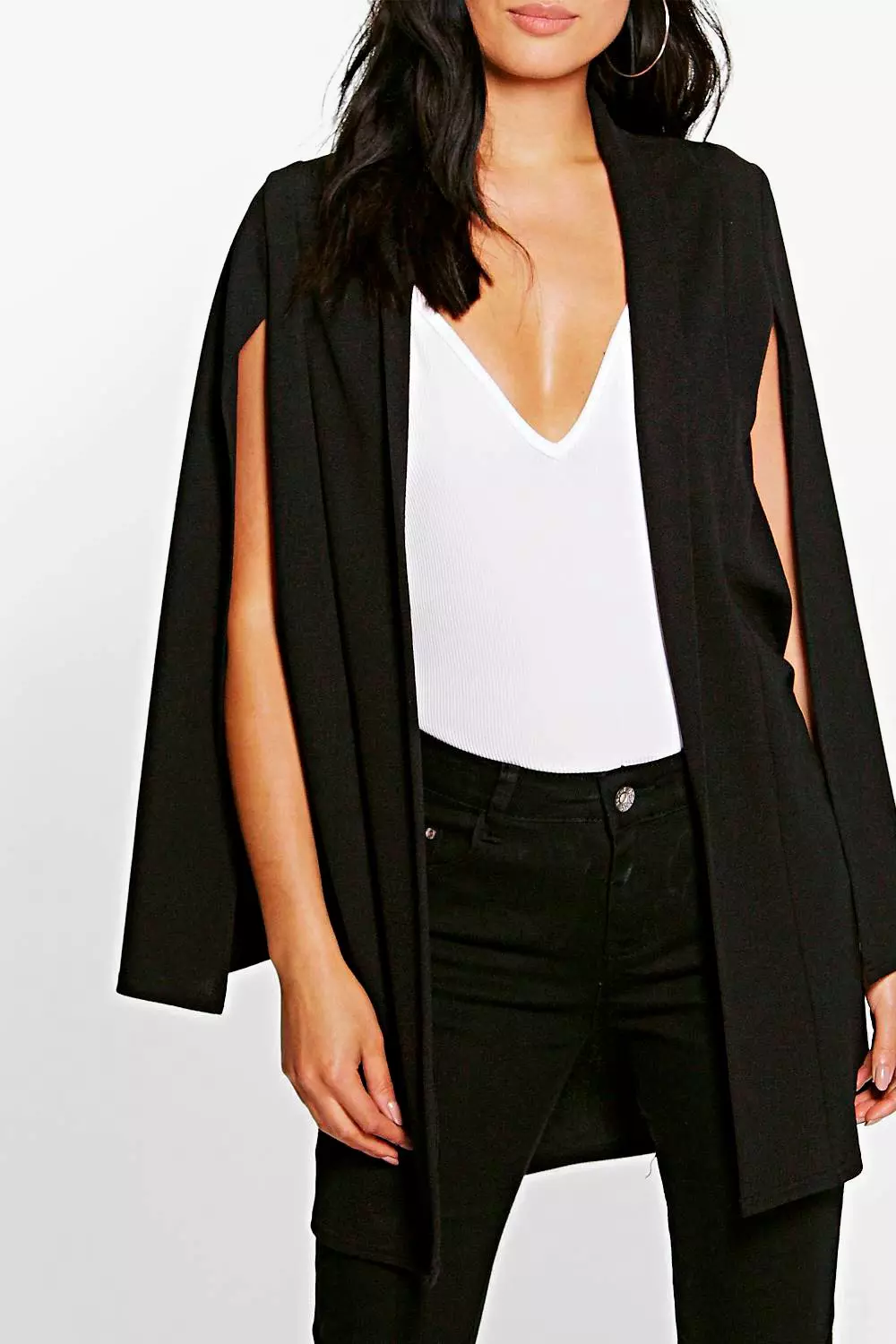 Black longline 2025 cape blazer