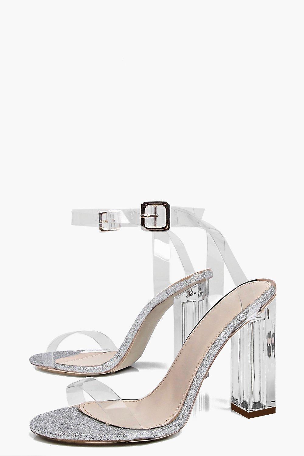 Chaussure talon carré transparent hot sale