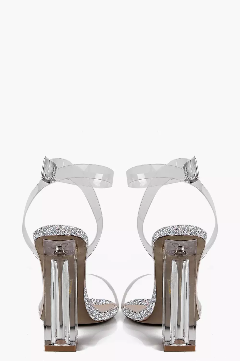 Clear glitter 2025 block heels