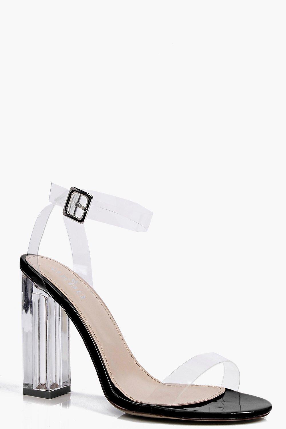 clear shoes with block heel