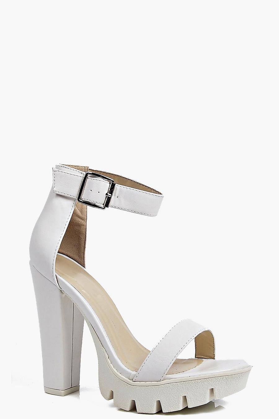 White Laura Cleated Platform Heels image number 1