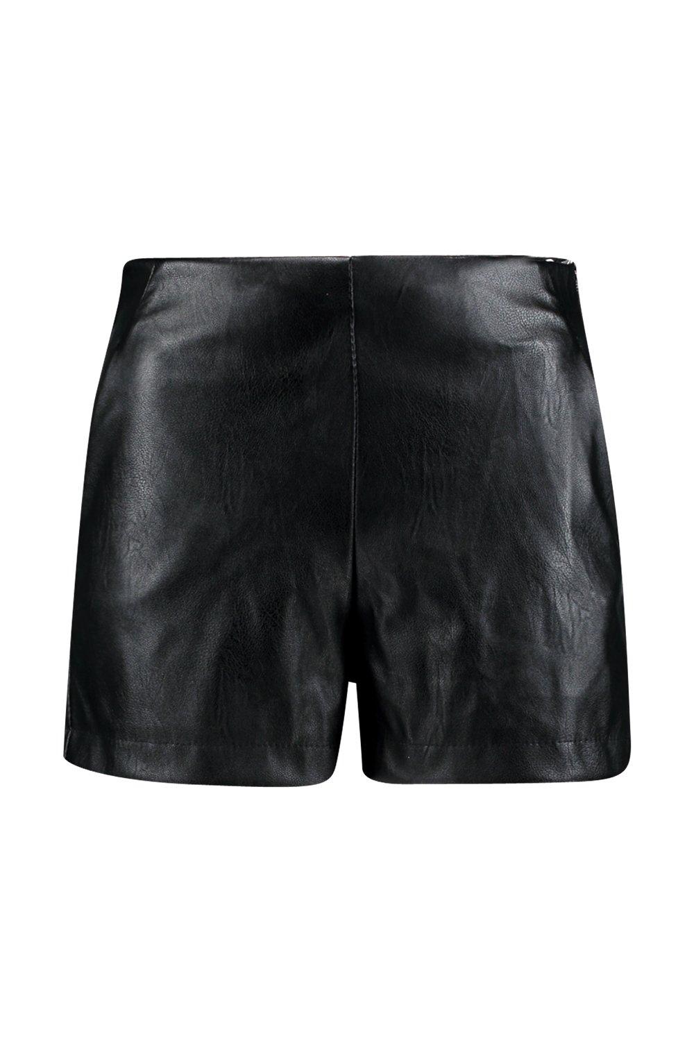 high-waisted leather shorts