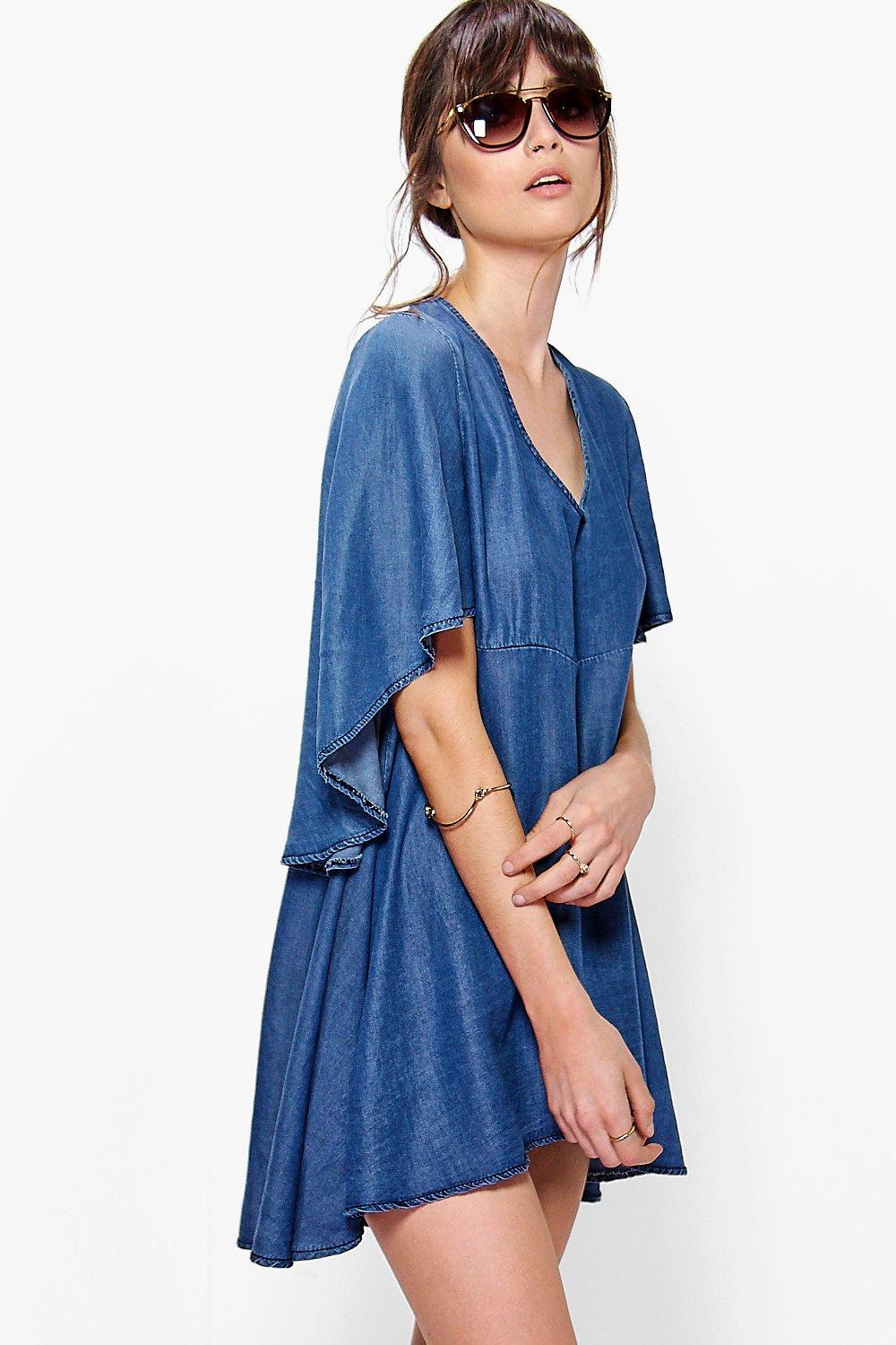 denim cape dress