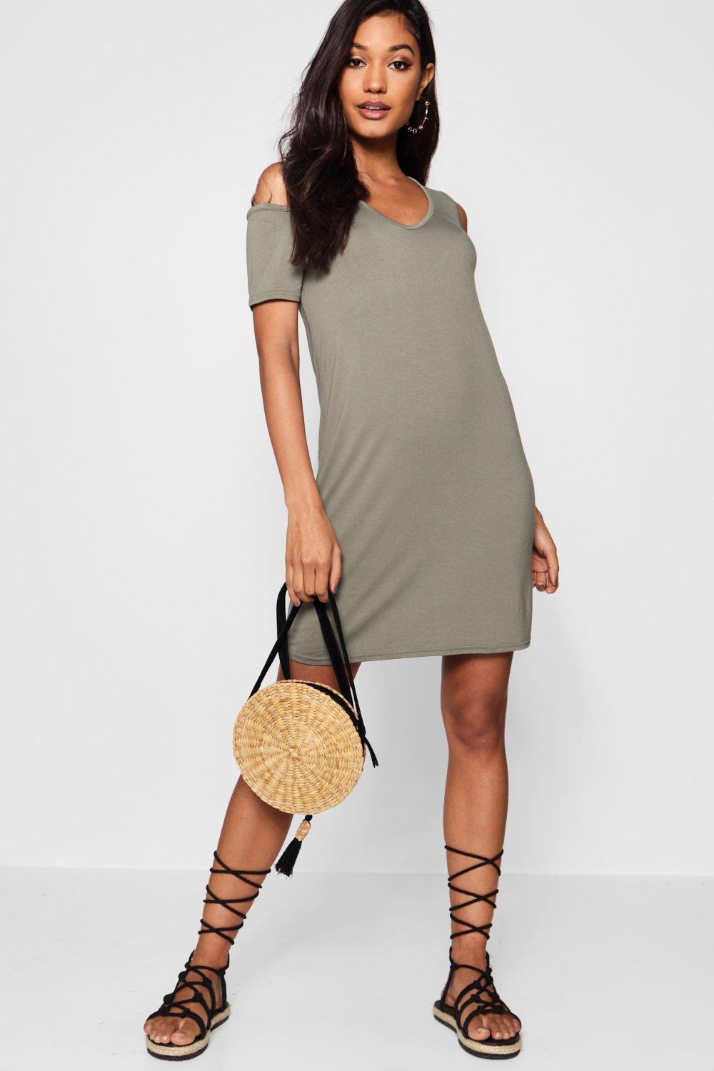 cold shoulder shift dress