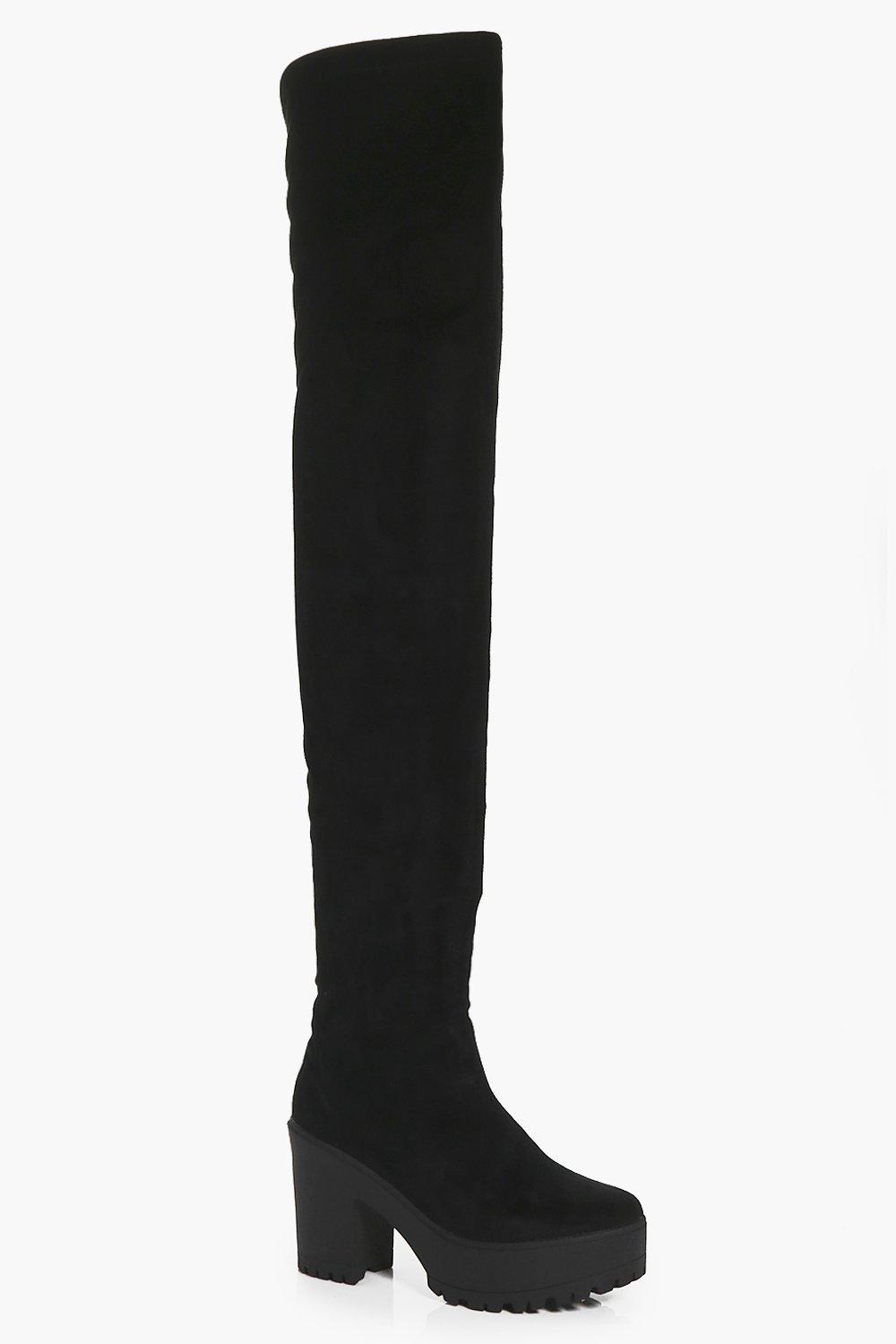 cleated knee high boots