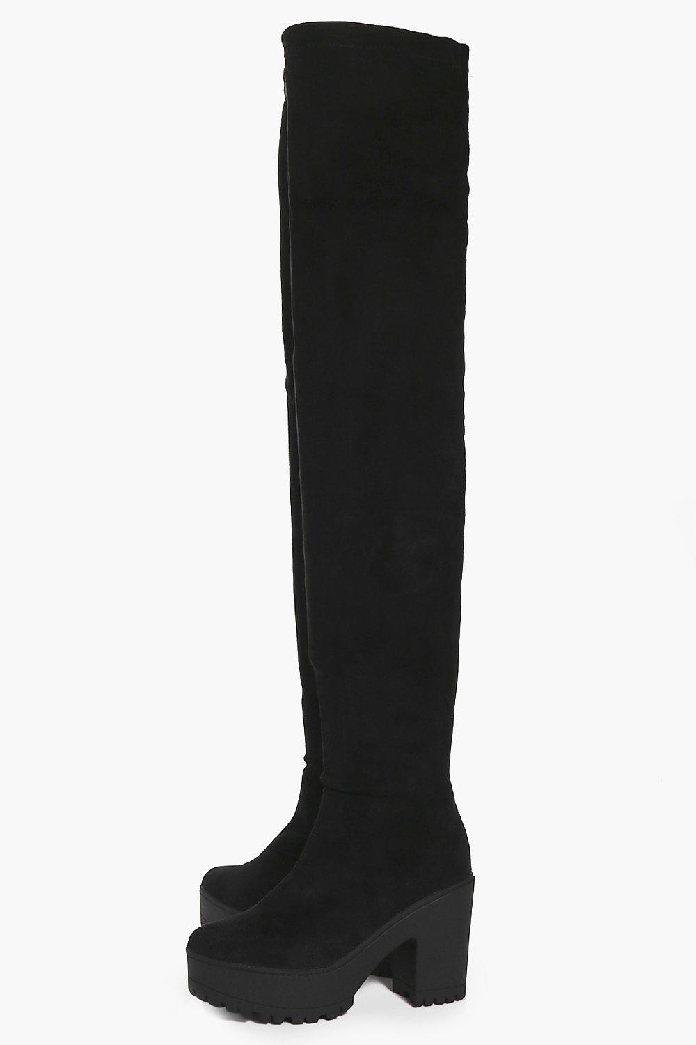cleated thigh high boots