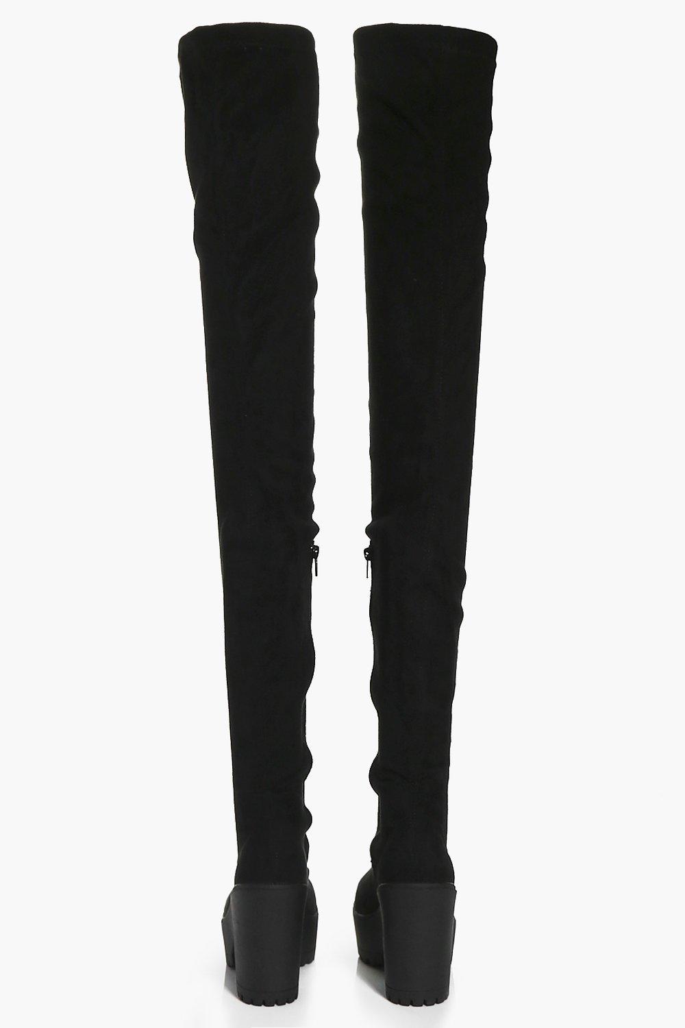 cleated thigh high boots