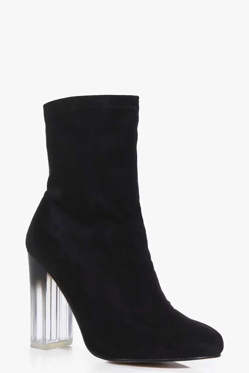 Black Clear Heel Sock Boots alternative image