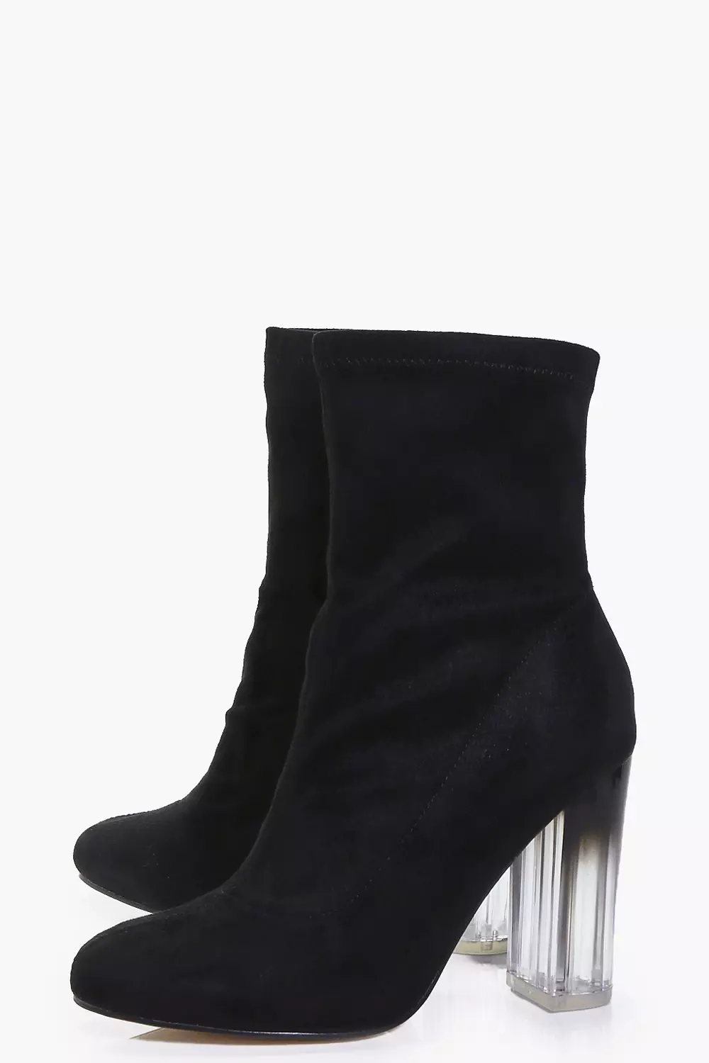 Black Clear Heel Sock Boots alternative image