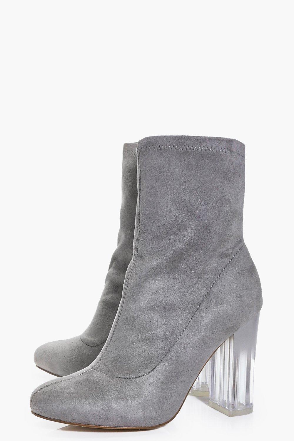 botte chaussette talon transparent