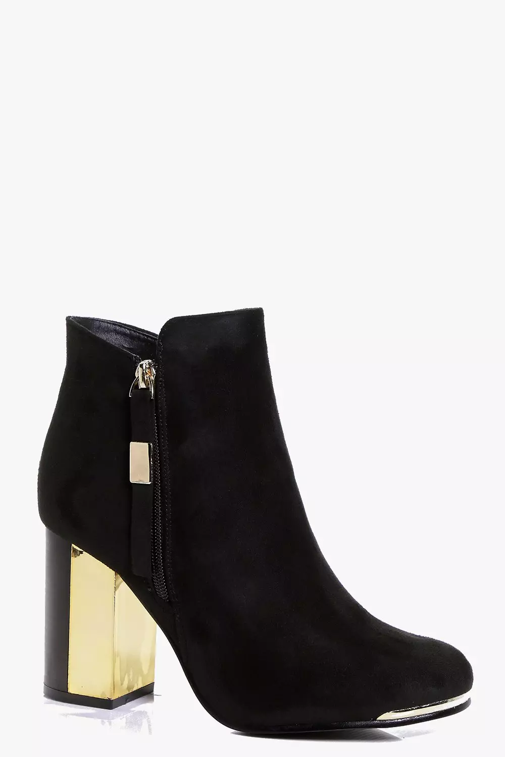 Black Katie Block Gold Heel Ankle Boot alternative image
