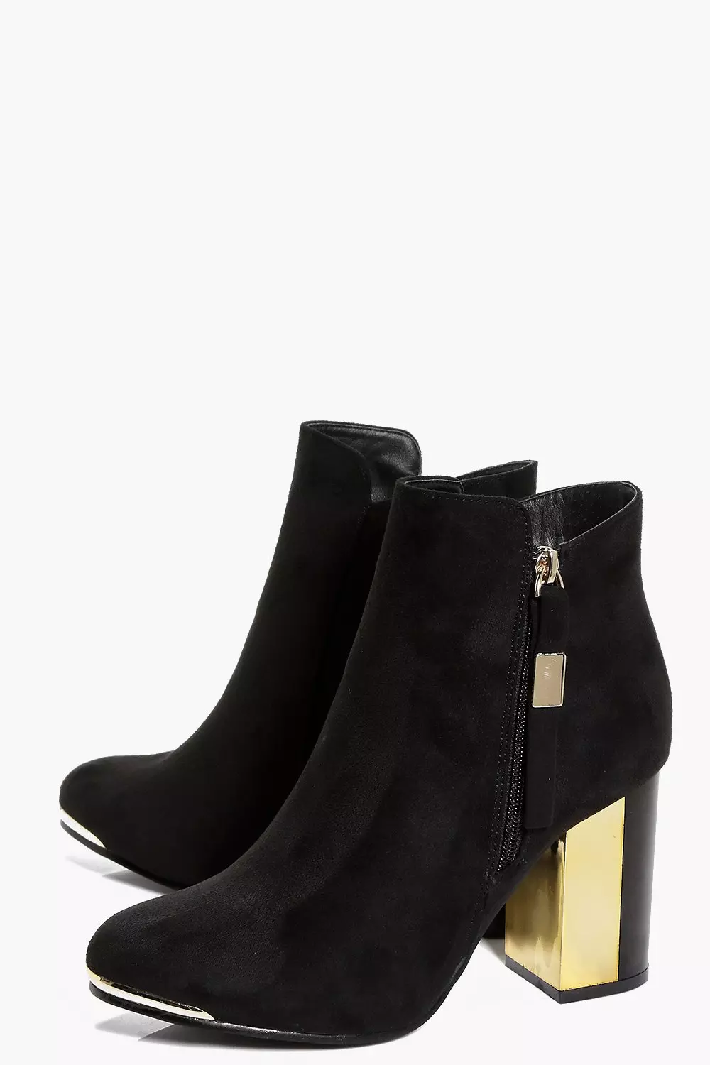 Black Katie Block Gold Heel Ankle Boot alternative image