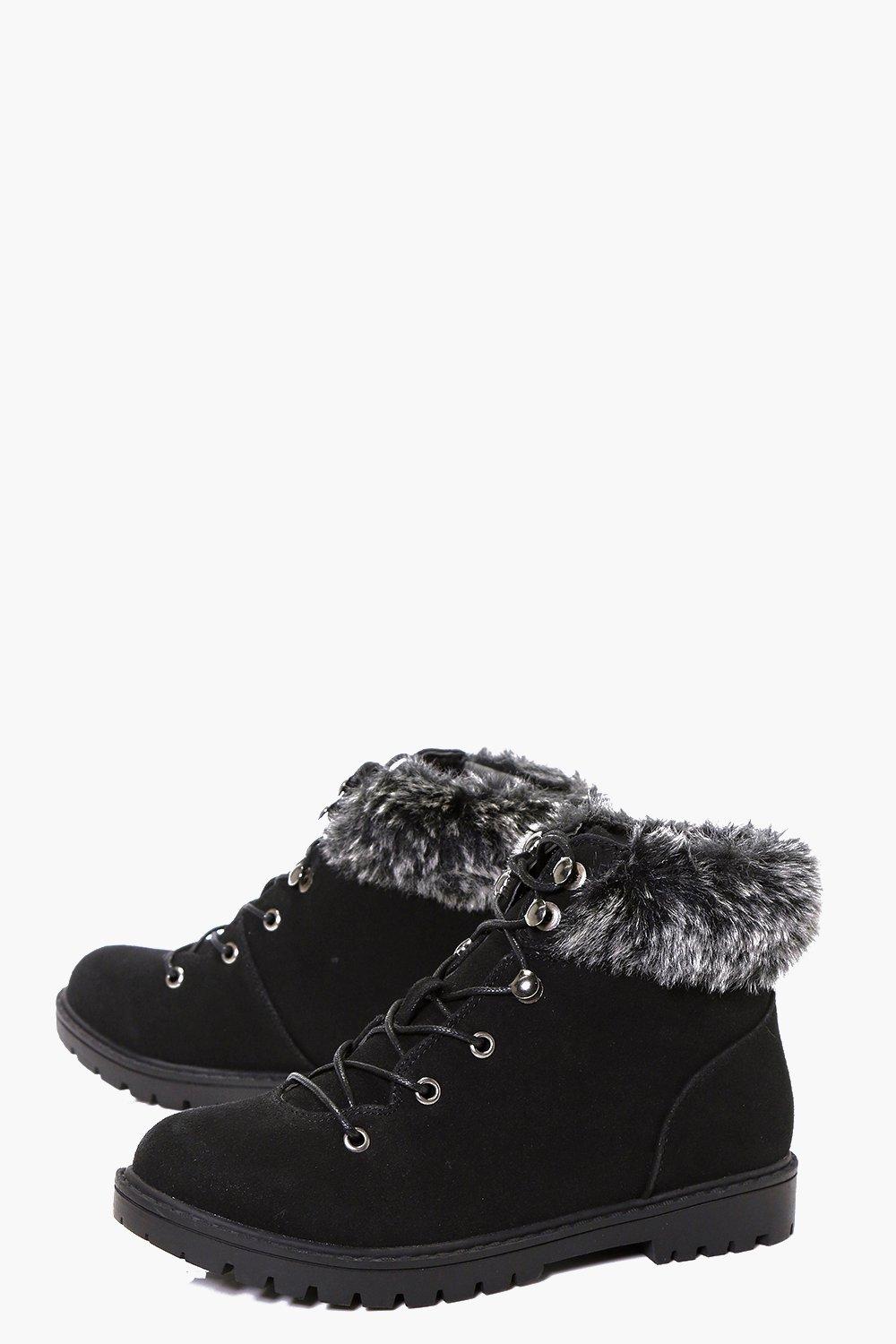 emy faux fur hiker bootie