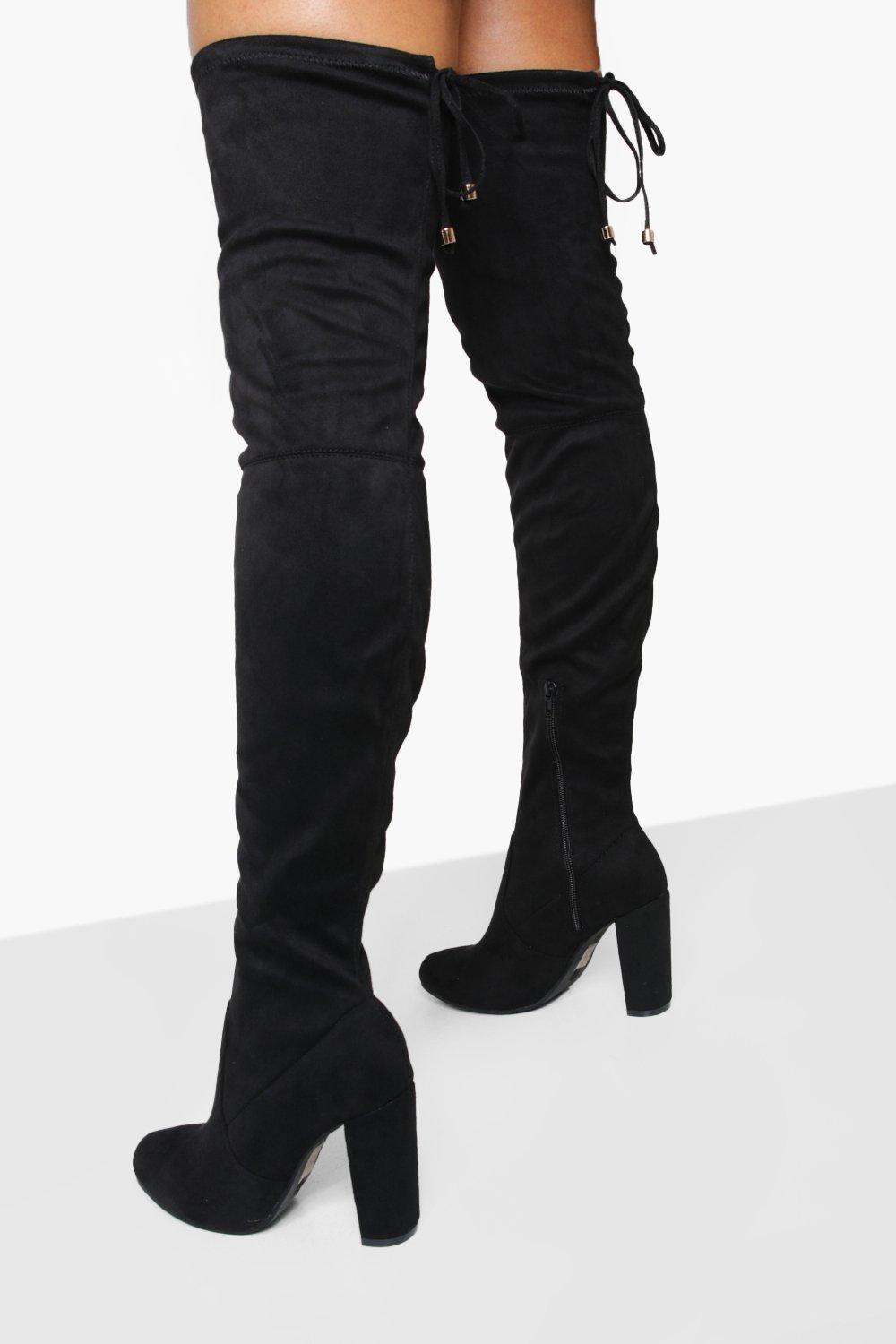 all black thigh high boots