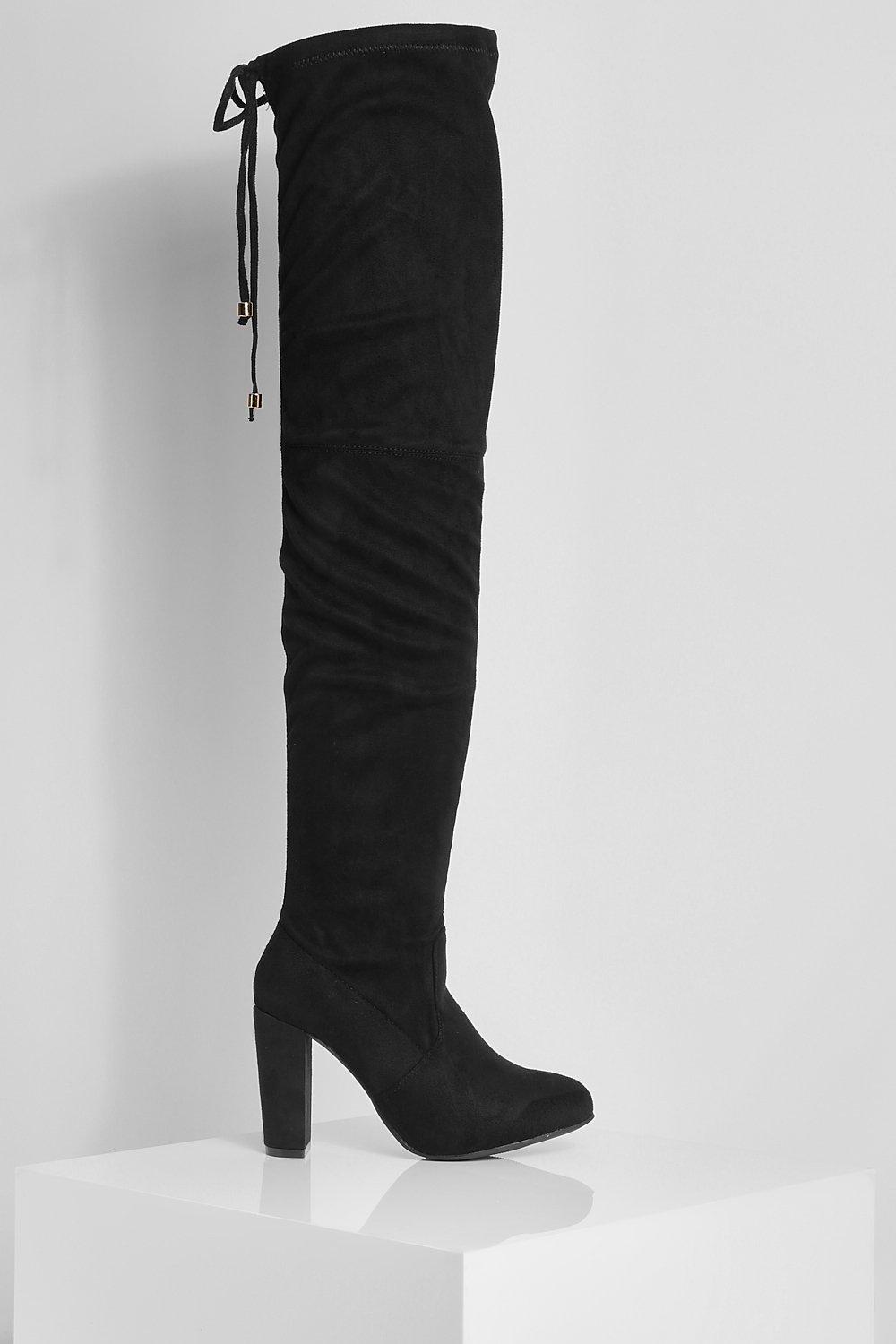 thigh high boots tie back