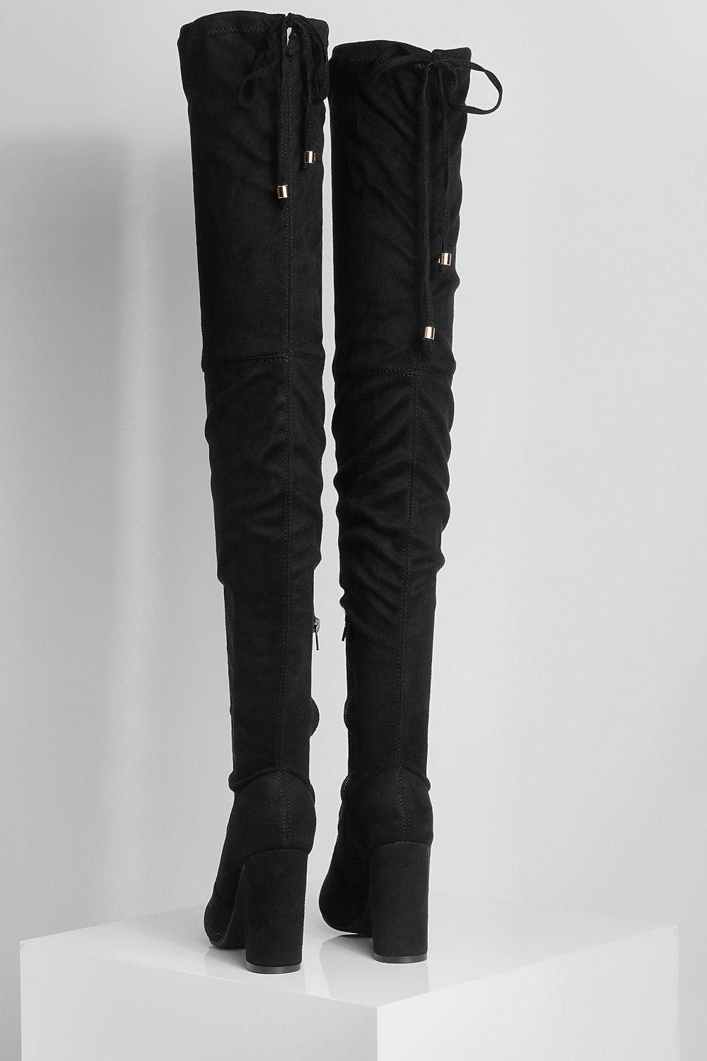 Boohoo thigh high on sale boots