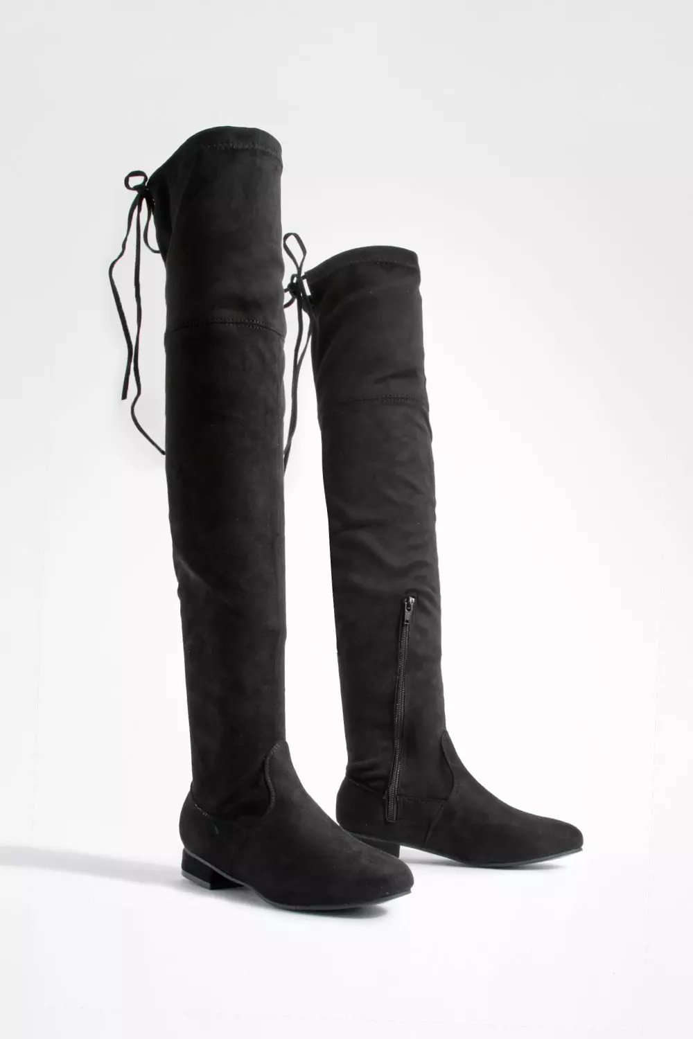 Black knee best sale high tie boots