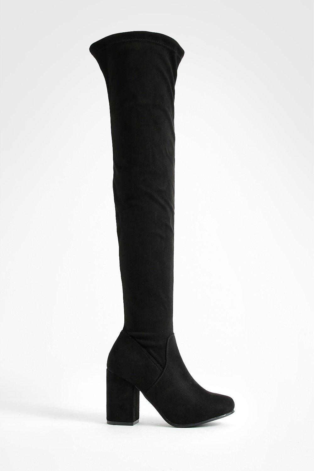 Thigh high mid heel clearance boots