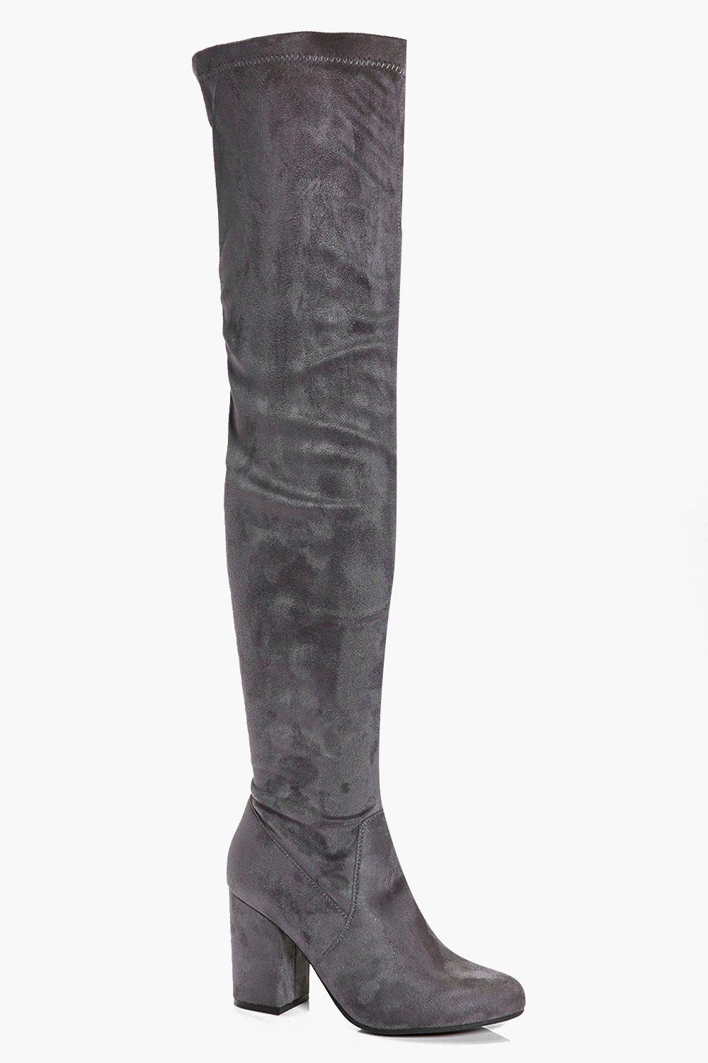 grey thigh high boots uk