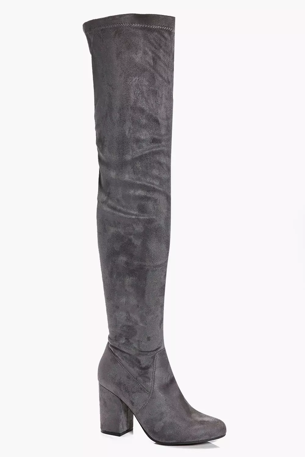 Grey Eloise Block Heel Thigh High Boots alternative image