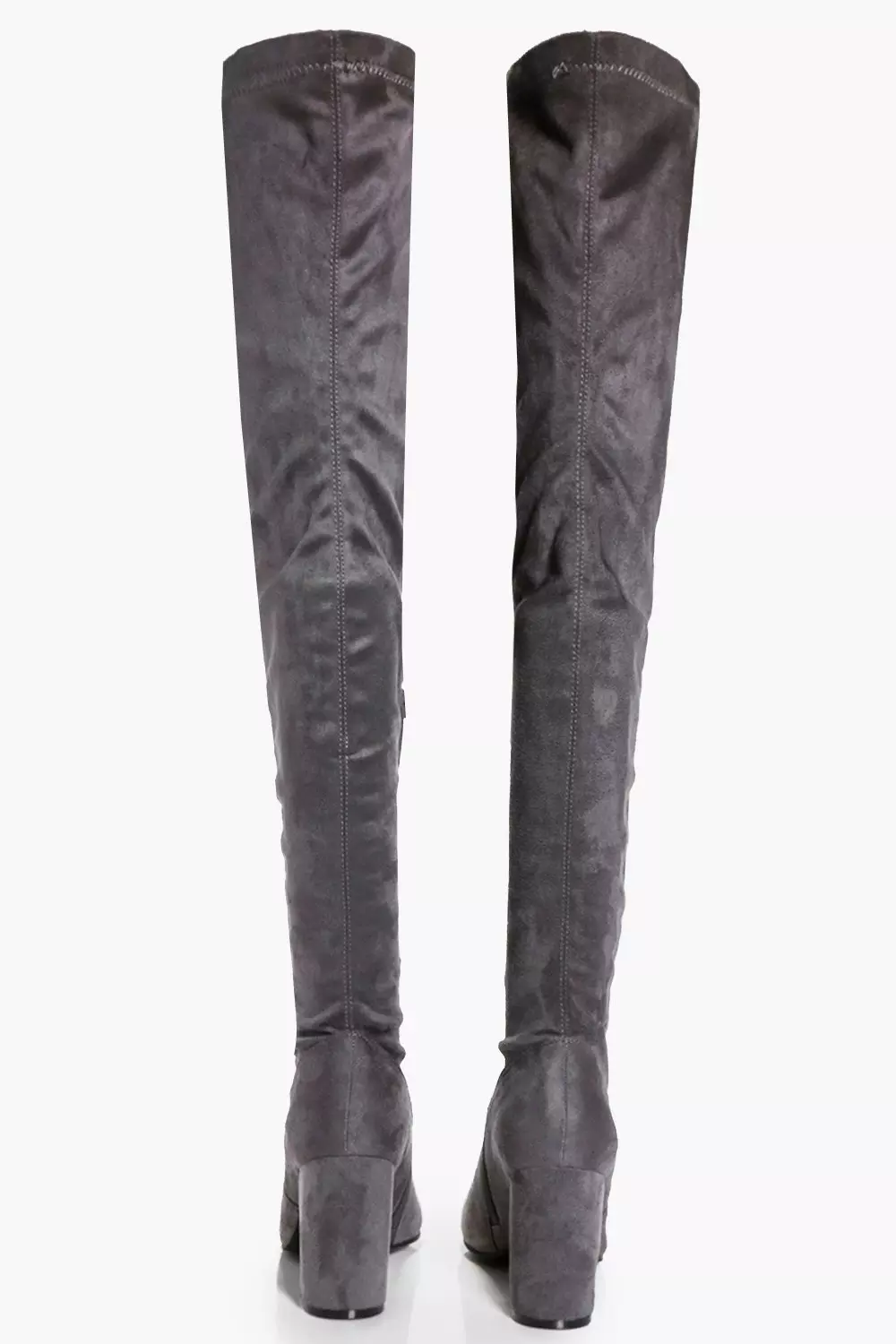 Grey Eloise Block Heel Thigh High Boots alternative image