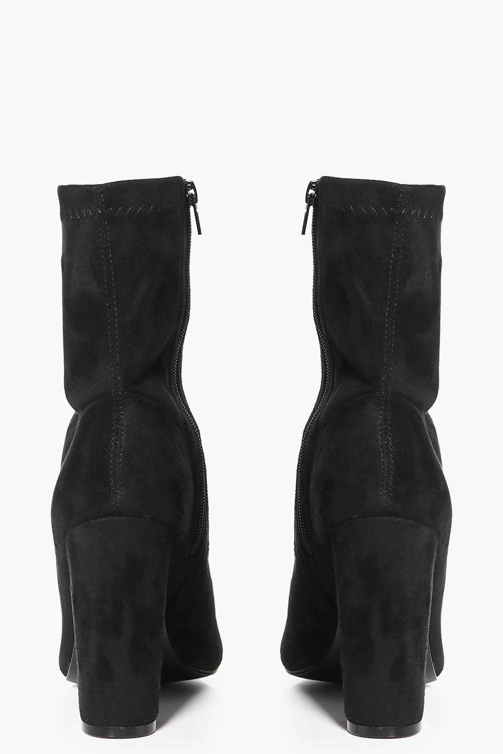 black heeled shoe boots