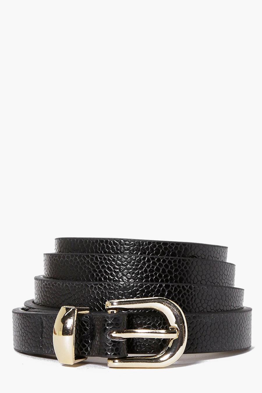 Black svart Basic Skinny Belt