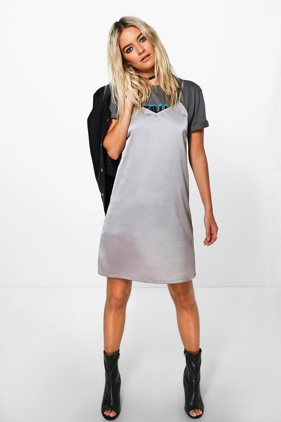 Maisie Satin Strappy Mini Slip Dress image number 1