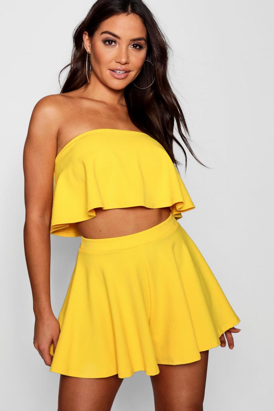 Yellow Bandeau Crop And Shorts Co-Ord Set image number 1
