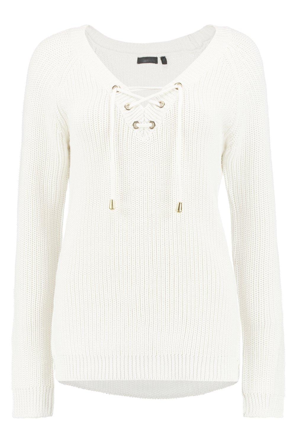 Lace up knit sweater deals