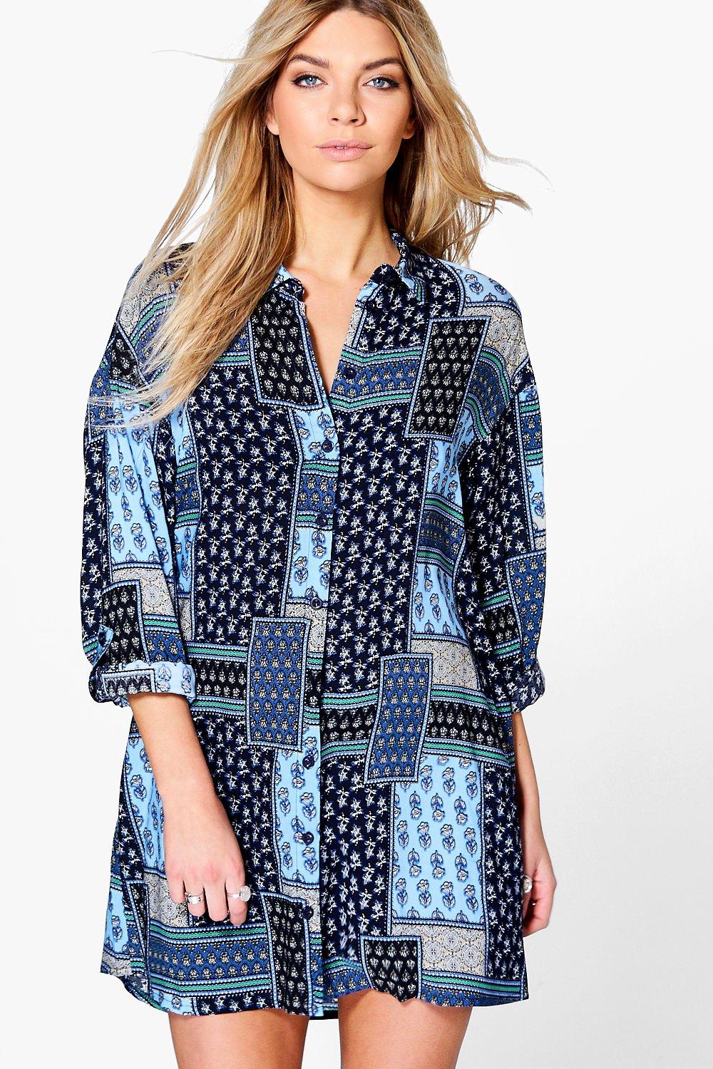 boohoo paisley shirt dress